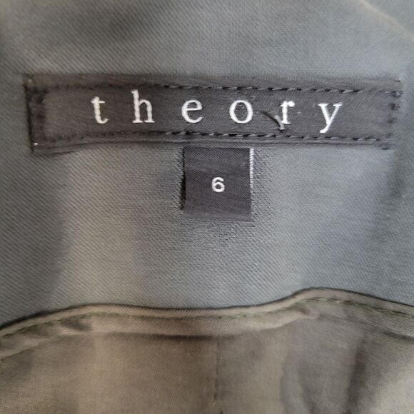 Theory Womens Blazer XS Gray Collarless Open Front Dark Academia Minimalist - Picture 4 of 9